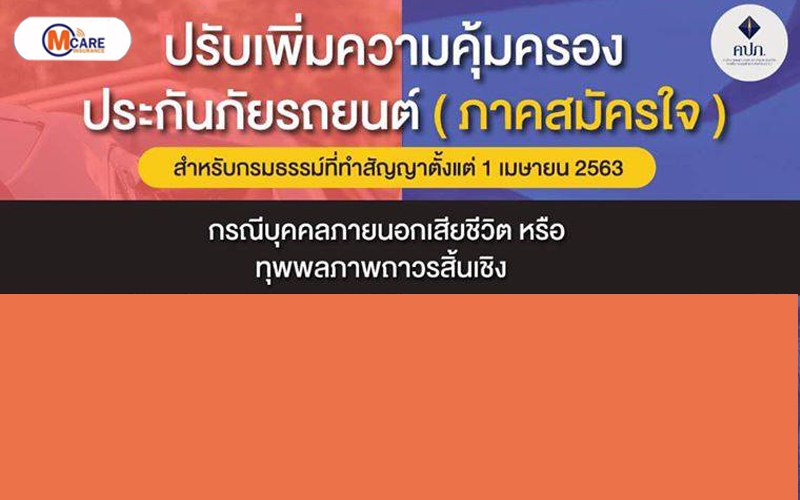 ปรับเพิ่มความคุ้มครองประกันภัยรถยนต์ ภาคสมัครใจ ตั้งแต่ 1 เมย 2563 เป็นต้นไป